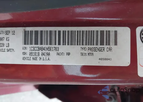 2013 Chrysler 200 Lx из США, поврежденный, VIN 1C3CCBAB4DN561783